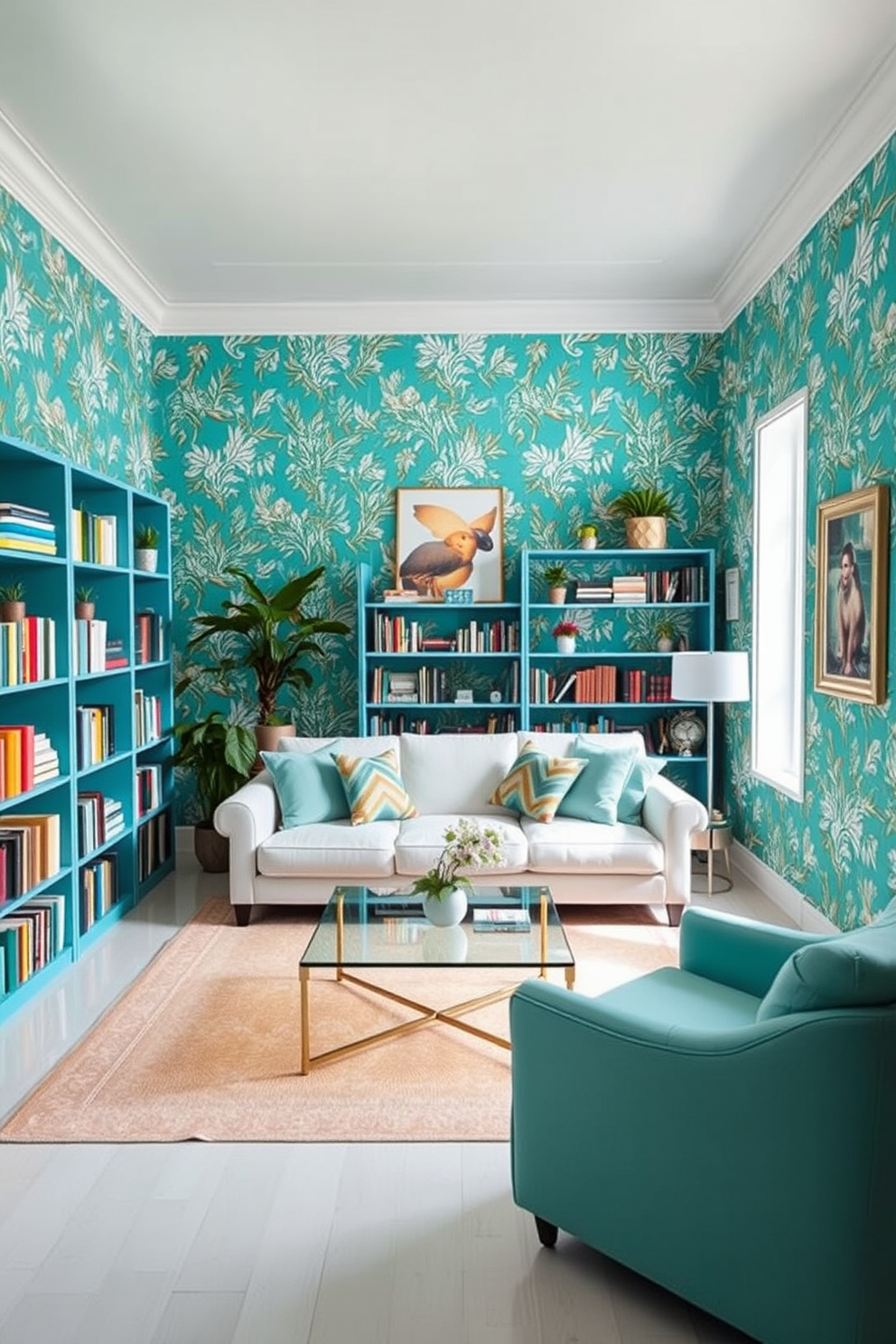 Turquoise Wallpaper Decorating Ideas 22