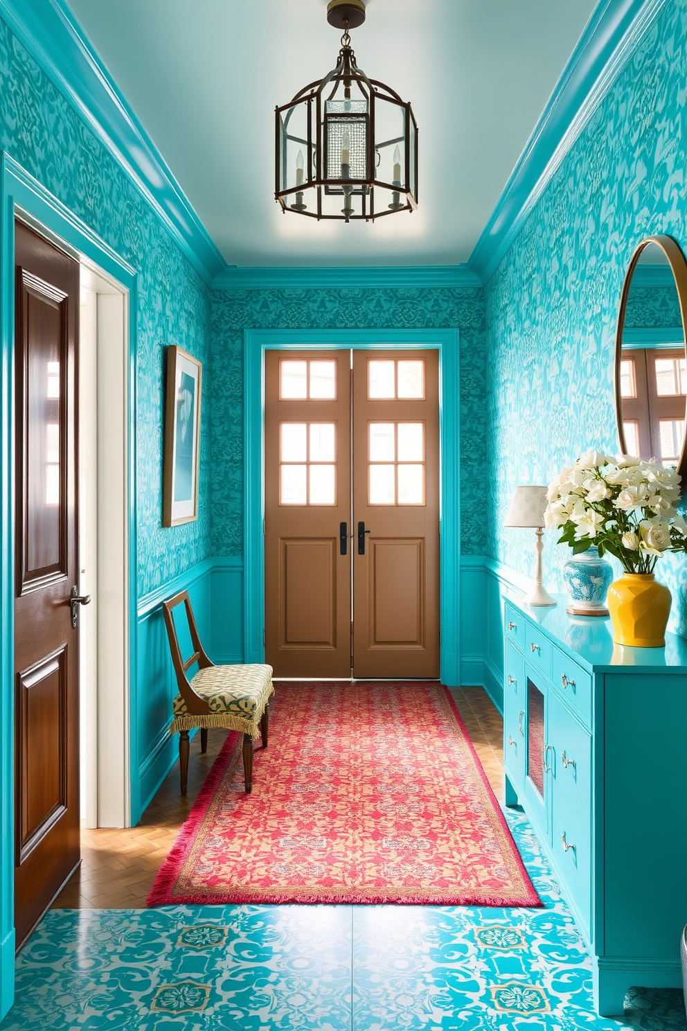 Turquoise Wallpaper Decorating Ideas 26