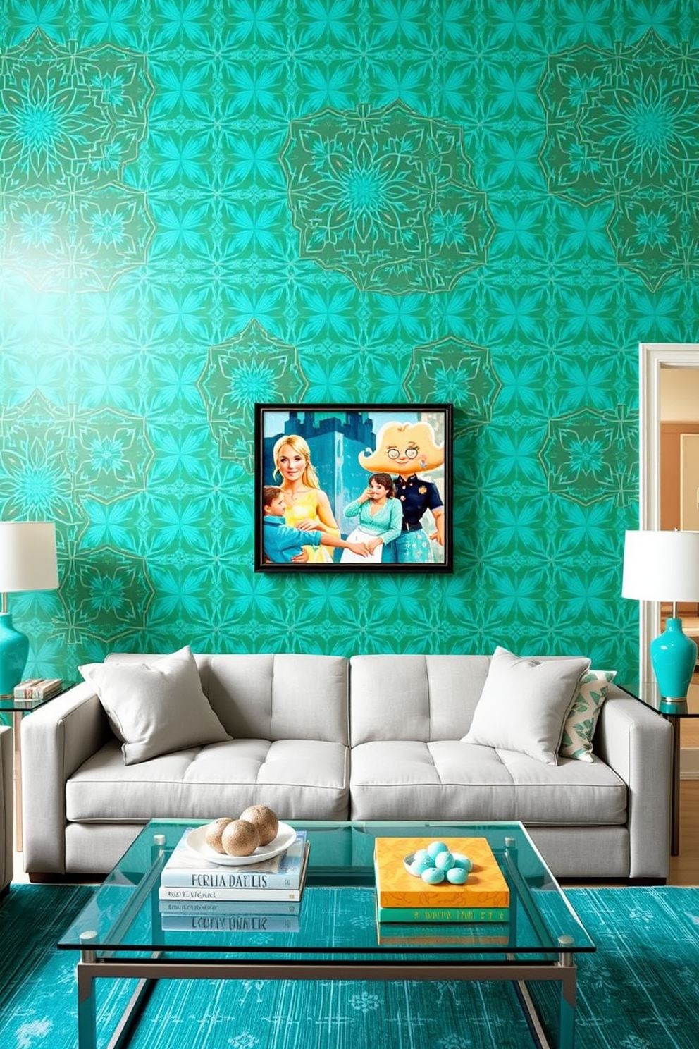 Turquoise Wallpaper Decorating Ideas 6