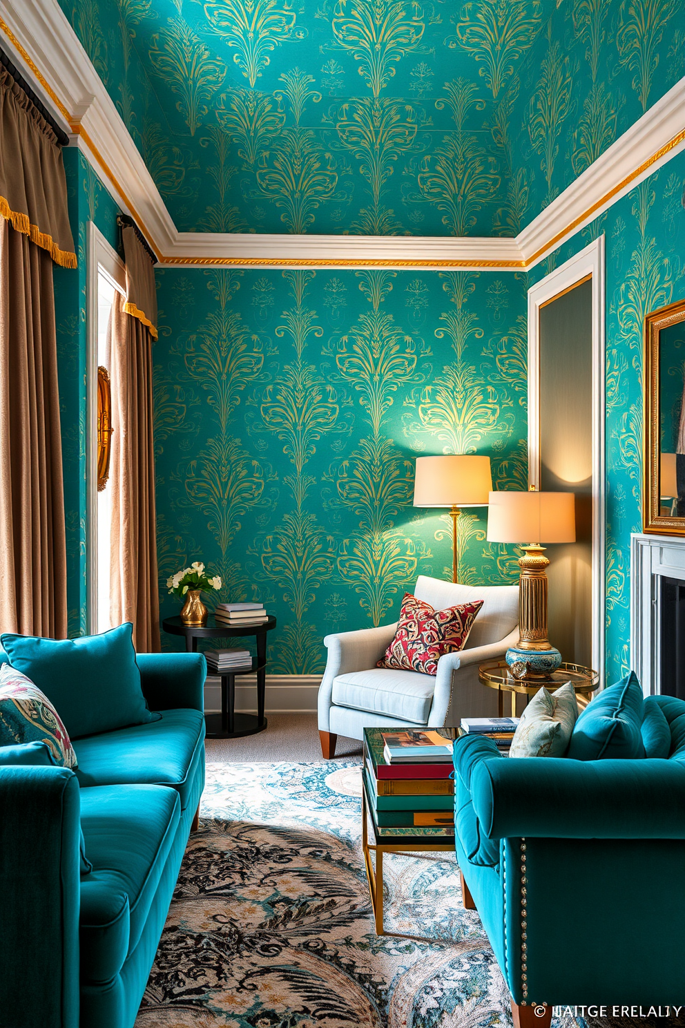 Turquoise Wallpaper Decorating Ideas 9